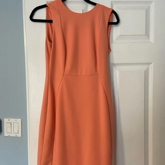 Salmon color Calvin Klein dress hemmed! Worn once for wedding - Picture 1 of 5